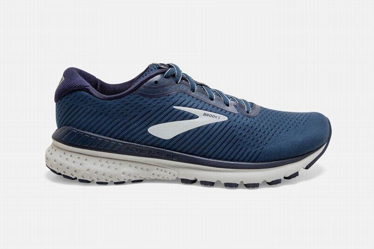 Brooks Adrenaline Gts 20 - Mens Road Running Shoes - Grey/Navy (81462NVMS)